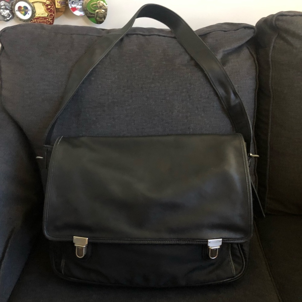 Coach Leather and Twill Messenger Bag